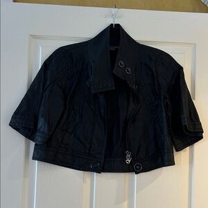 Armani Exchange Black Cropped Leather Jacket